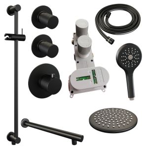 Brauer Carving 5-S-115 thermostatic concealed rain shower set 19 matt black