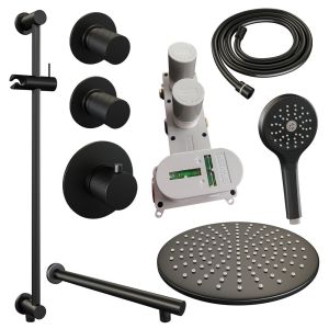 Brauer Carving 5-S-116 thermostatic concealed rain shower SET 20 matt black