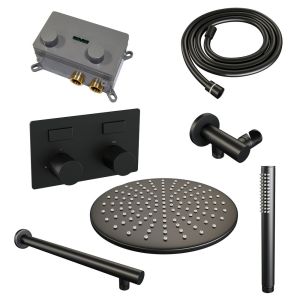 Brauer Carving 5-S-185 thermostatic concealed rain shower with push buttons SET 50 matt black