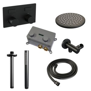Brauer Carving 5-S-188 thermostatic concealed rain shower with push buttons SET 53 matt black