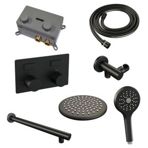 Brauer Carving 5-S-190 thermostatic concealed rain shower with push buttons SET 55 matt black