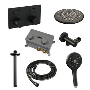 Brauer Carving 5-S-194 thermostatic concealed rain shower with push buttons SET 59 matte black