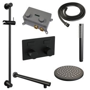 Brauer Carving 5-S-196 thermostatic concealed rain shower with push buttons SET 61 matte black