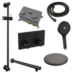 Brauer Carving 5-S-202 thermostatic concealed rain shower with push buttons SET 67 matt black