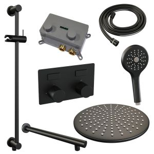 Brauer Carving 5-S-203 thermostatic concealed rain shower with push buttons SET 68 matt black