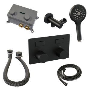 Brauer Carving 5-S-213 thermostatic concealed bath mixer with push buttons SET 04 matt black