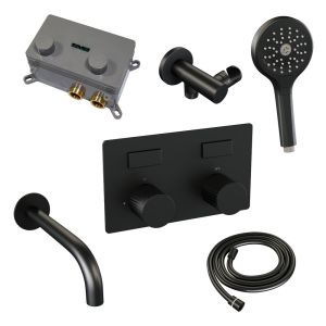 Brauer Carving 5-S-215 thermostatic concealed bath mixer with push buttons SET 04 matt black