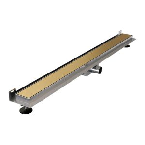 Brauer DR-MRFW100GG shower channel with multifunctional grating and flange for wall mounting 7 x 100cm gold brushed PVD