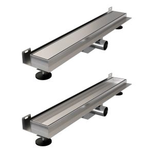 Brauer DR-MRFW60NG shower channel with multifunctional grating and flange for wall mounting 7 x 60cm stainless steel brushed