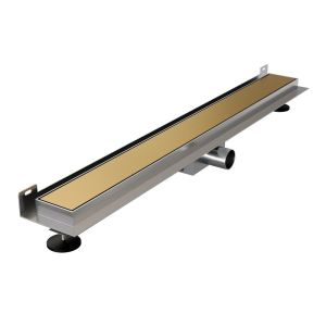 Brauer DR-MRFW80GG shower channel with multifunctional grating and flange for wall mounting 7 x 80cm gold brushed PVD