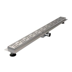 Brauer DR-SRF100NG shower drain with standard grating and flange 7 x 100cm stainless steel brushed