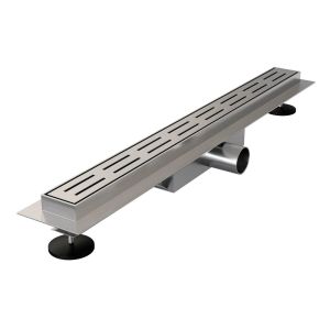 Brauer DR-SSRF60NG Duschrinn Klein mit Standard Abdeckung und Flansch 5 x 60cm aus Edelstahl gebürstet