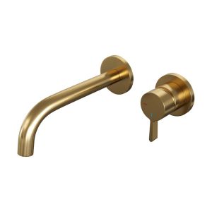 Brauer Edition 5-GG-004-B1-65 flush-mounted basin mixer with curved spout and rosettes model E1 gold brushed PVD