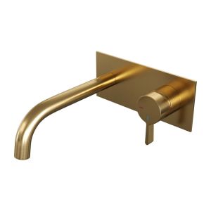 Brauer Edition 5-GG-004-B1 concealed basin mixer with curved spout and cover plate model E1 gold brushed PVD
