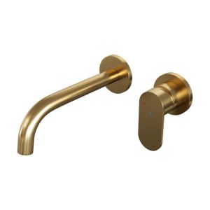 Brauer Edition 5-GG-004-B3-65 flush-mounted basin mixer with curved spout and rosettes model C1 gold brushed PVD