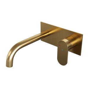 Brauer Edition 5-GG-004-B3 concealed basin mixer with curved spout and cover plate model C1 brushed gold PVD