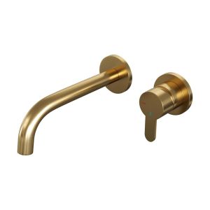 Brauer Edition 5-GG-004-B4-65 flush-mounted basin mixer with curved spout and rosettes model D1 gold brushed PVD