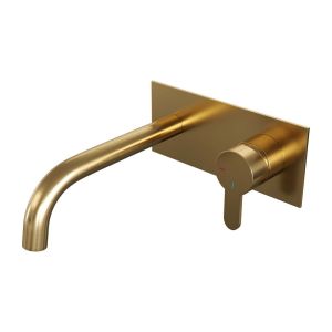 Brauer Edition 5-GG-004-B4 concealed basin mixer with curved spout and cover plate model D1 gold brushed PVD