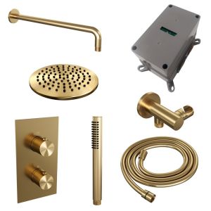 Brauer Edition 5-GG-050 thermostatic concealed rain shower 3-way diverter SET 27 gold brushed PVD
