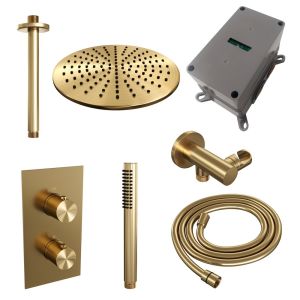 Brauer Edition 5-GG-055 thermostatic concealed rain shower 3-way diverter SET 30 gold brushed PVD