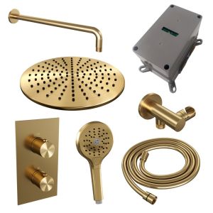 Brauer Edition 5-GG-057 thermostatic concealed rain shower 3-way diverter SET 34 gold brushed PVD