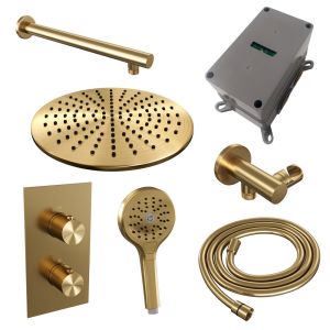 Brauer Edition 5-GG-059 thermostatic concealed rain shower 3-way diverter SET 32 gold brushed PVD