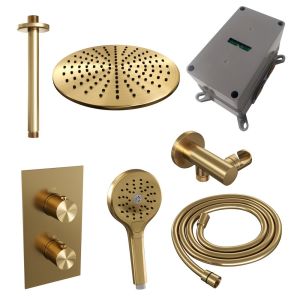 Brauer Edition 5-GG-061 thermostatic concealed rain shower 3-way diverter SET 36 gold brushed PVD