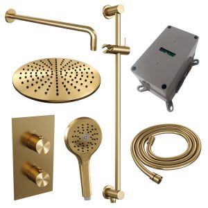 Brauer Edition 5-GG-069 thermostatic concealed rain shower 3-way diverter SET 46 gold brushed PVD