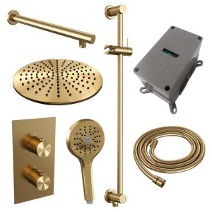 Brauer Edition 5-GG-071 thermostatic concealed rain shower 3-way diverter SET 44 gold brushed PVD