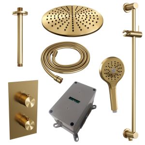 Brauer Edition 5-GG-073 thermostatic concealed rain shower 3-way diverter SET 48 gold brushed PVD