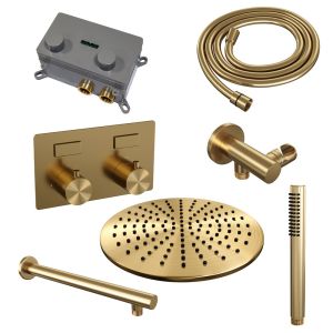 Brauer Edition 5-GG-161 thermostatic concealed rain shower with push buttons SET 50 gold brushed PVD