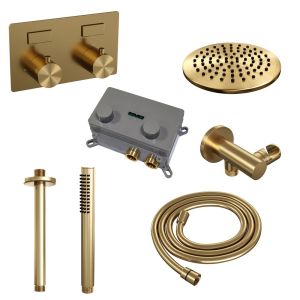 Brauer Edition 5-GG-164 thermostatic concealed rain shower with push buttons SET 53 gold brushed PVD
