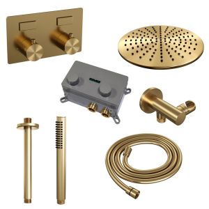 Brauer Edition 5-GG-165 thermostatic concealed rain shower with push buttons SET 54 gold brushed PVD