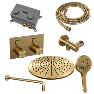 Brauer Edition 5-GG-169 thermostatic concealed rain shower with push buttons SET 58 gold brushed PVD