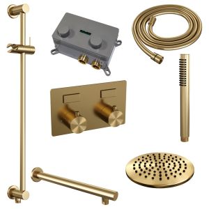 Brauer Edition 5-GG-172 thermostatic concealed rain shower with push buttons SET 61 gold brushed PVD