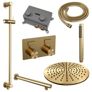 Brauer Edition 5-GG-173 thermostatic concealed rain shower with push buttons SET 62 gold brushed PVD
