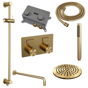Brauer Edition 5-GG-174 thermostatic concealed rain shower with push buttons SET 63 gold brushed PVD