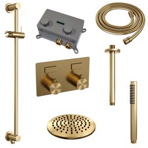 Brauer Edition 5-GG-176 thermostatic concealed rain shower with push buttons SET 65 gold brushed PVD