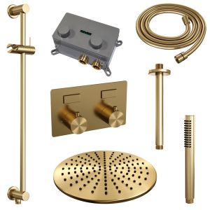 Brauer Edition 5-GG-177 thermostatic concealed rain shower with push buttons SET 66 gold brushed PVD