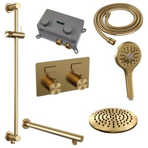 Brauer Edition 5-GG-178 thermostatic concealed rain shower with push buttons SET 67 gold brushed PVD