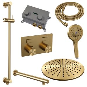Brauer Edition 5-GG-179 thermostatic concealed rain shower with push buttons SET 68 gold brushed PVD