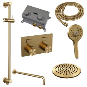 Brauer Edition 5-GG-180 thermostatic concealed rain shower with push buttons SET 69 gold brushed PVD