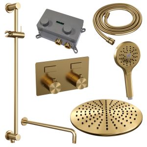 Brauer Edition 5-GG-181 thermostatic concealed rain shower with push buttons SET 70 gold brushed PVD
