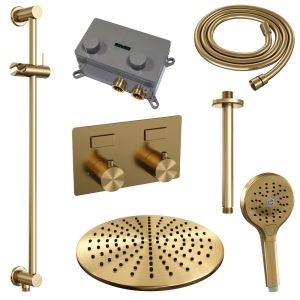 Brauer Edition 5-GG-183 thermostatic concealed rain shower with push buttons SET 72 gold brushed PVD