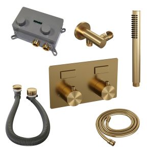 Brauer Edition 5-GG-208 thermostatic concealed bath mixer with push buttons SET 03 gold brushed PVD