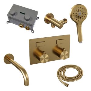 Brauer Edition 5-GG-211 thermostatic concealed bath mixer with push buttons SET 04 gold brushed PVD