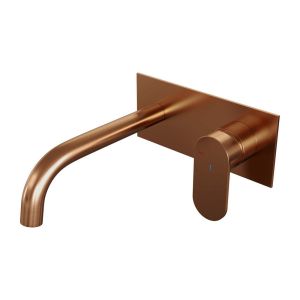Brauer Edition 5-GK-004-B3 recessed basin mixer with curved spout and cover plate model C1 copper brushed PVD