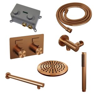 Brauer Edition 5-GK-160 thermostatic concealed rain shower with push buttons SET 49 copper brushed PVD