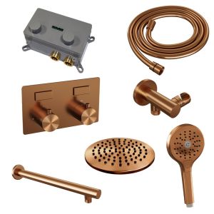 Brauer Edition 5-GK-166 thermostatic concealed rain shower with push buttons SET 55 copper brushed PVD