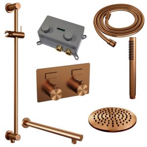 Brauer Edition 5-GK-172 thermostatic concealed rain shower with push buttons SET 61 copper brushed PVD